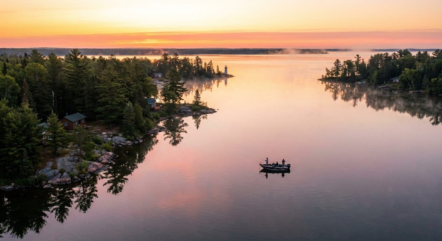Aerial view of Mille Lacs Lake, Minnesotaβs famous walleye fishing lake